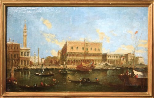 Venice, Basin of San Marco - Francesco Guardi workshop  (Venice 1712-1793) - Paintings & Drawings Style Louis XV